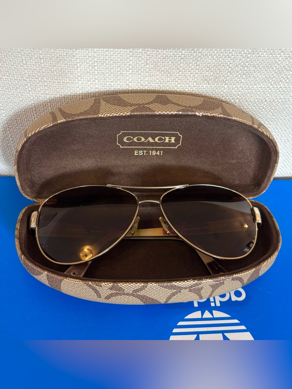 COACH HC7003 Kristina Aviator Sunglasses With Case Brown Tortoise Y2K - Picture 3 of 9